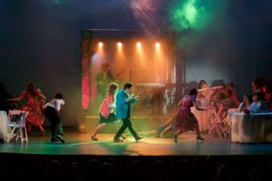 A musical with elaborate, colorful lights.