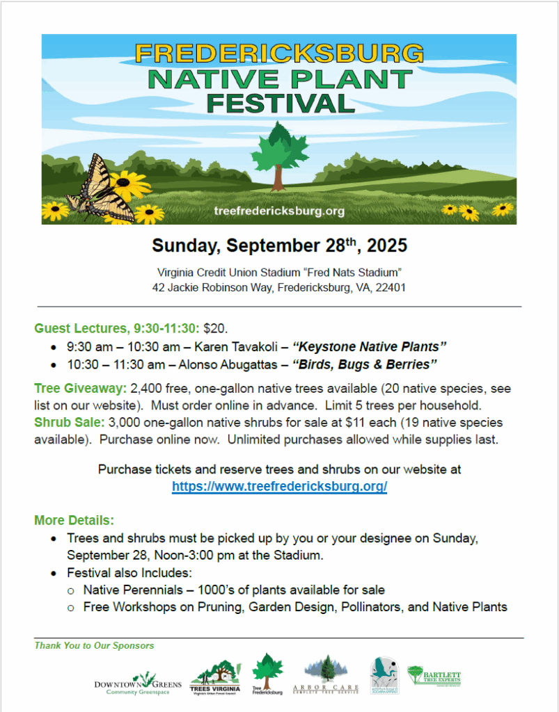 Tree Fredericksburg Native Plant Festival and Free Tree Giveaway