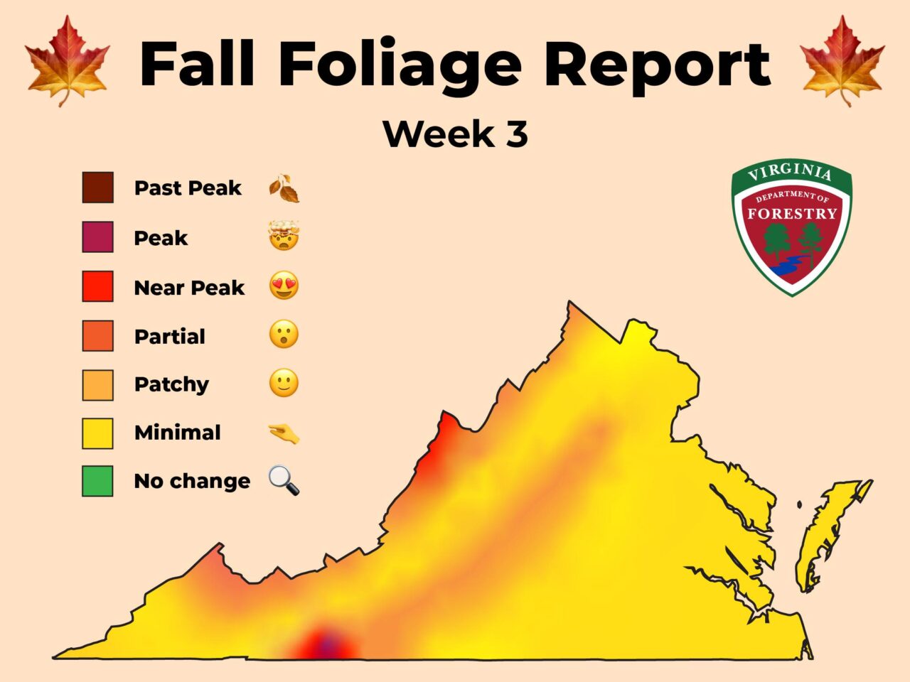 Moderate Vs Peak Color Fall Warm weather delays peak fall color in much of Virginia ...