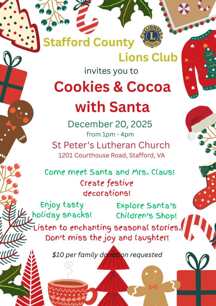 Stafford County Lions Club “Cookies and Cocoa with Santa”