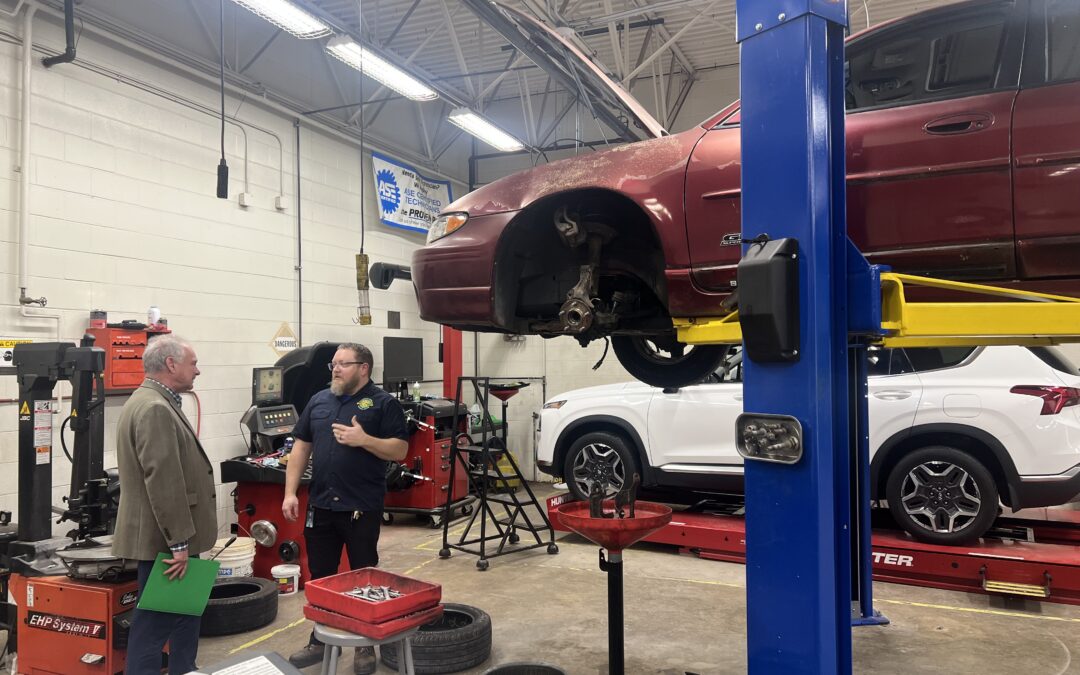 Fusing school and tools: Kaine talks welding, CTE in Spotsylvania County