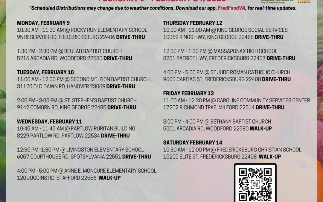 Food Bank distribution schedule this week