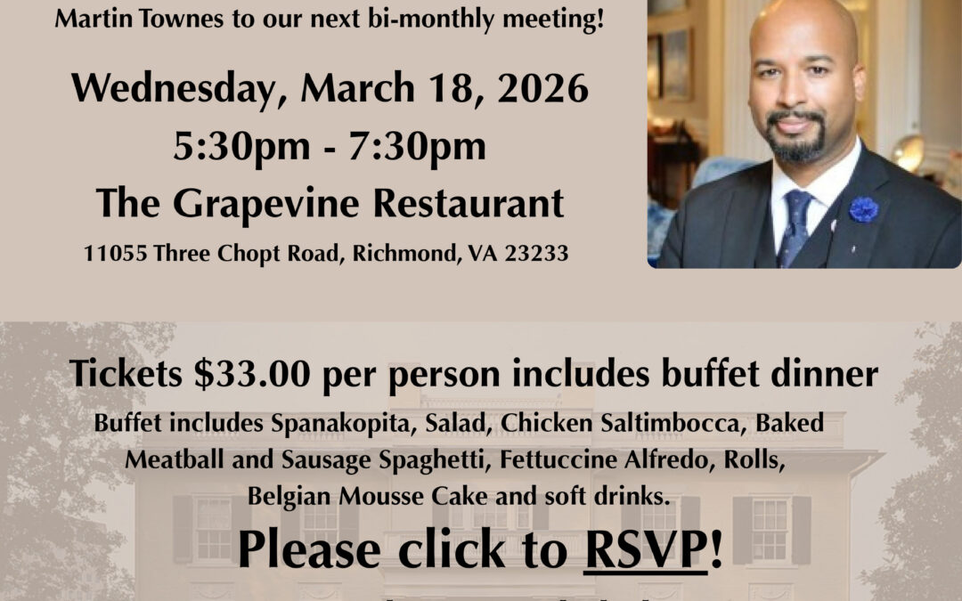 Martin Townes, Deputy Butler at the Executive Mansion, presents the history of the Towne’s Family legacy at the Mansion