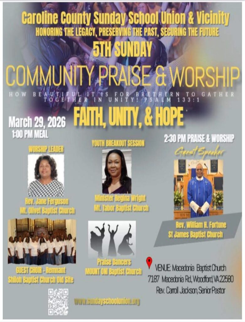 Caroline County Sunday School Union and Vicinity 5th Sunday Community Praise and Worship