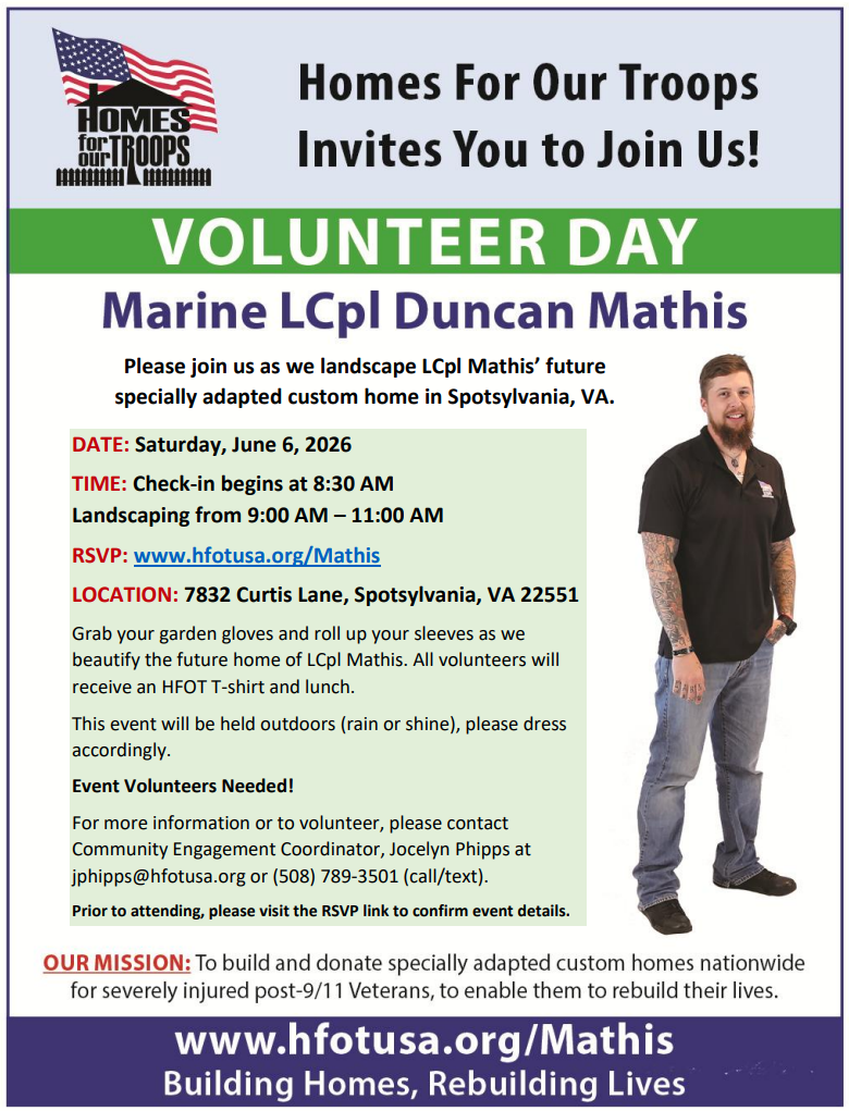 Volunteer Day for Marine LCpl Duncan Mathis