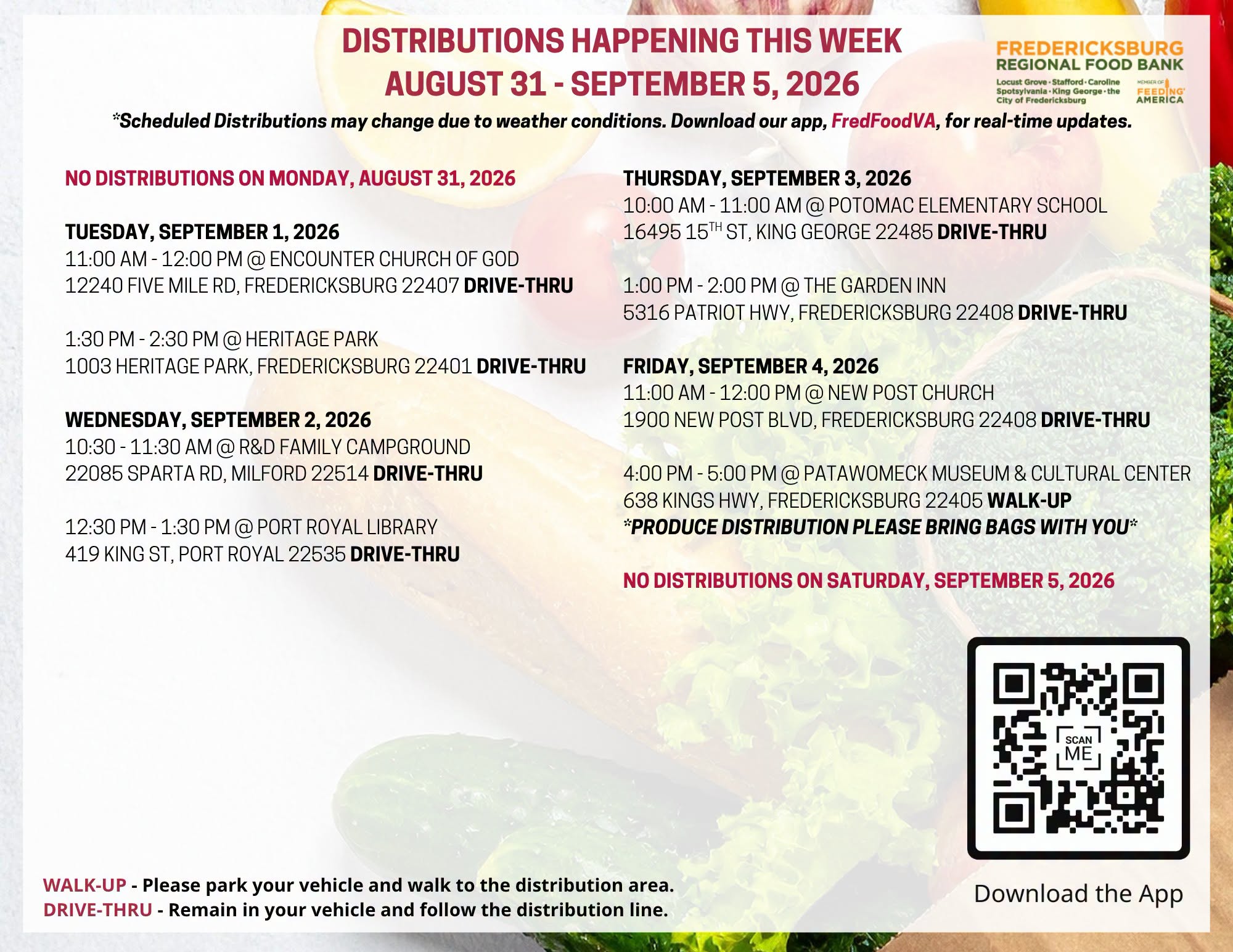 Food Bank distribution this week