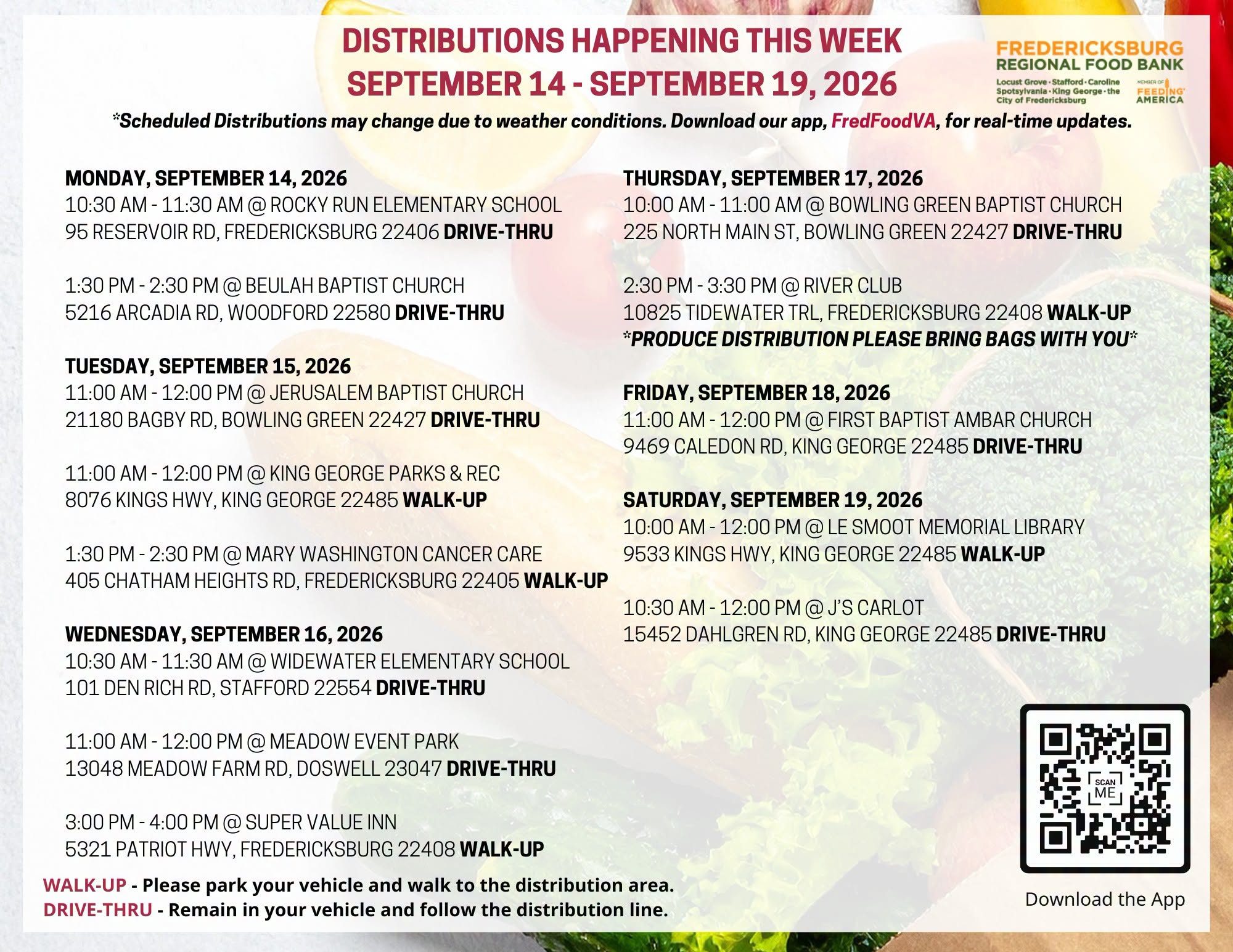 Food Bank distribution this week