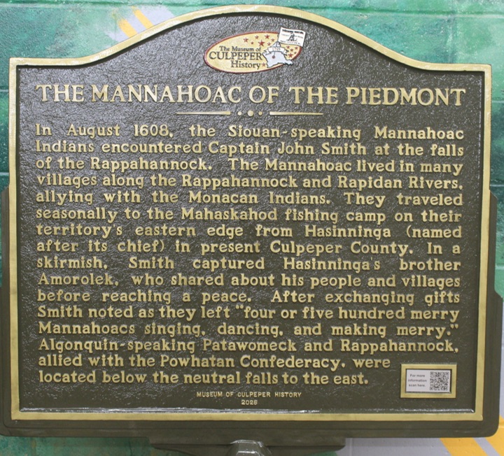 Museum of Culpeper History, partners to dedicate new marker to the Manahoac Indians
